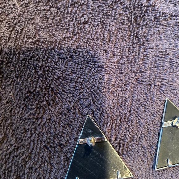 JJ Judith Jack Sterling Marcasite Jet Black Onyx Stone Square Post Earrings - Picture 5 of 5